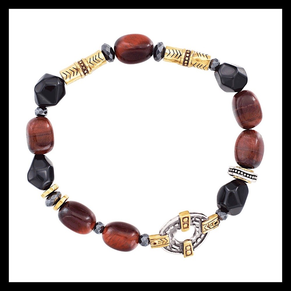 NEW SILPADA 925 Tiger’s Eye Agate Bracelet Brass